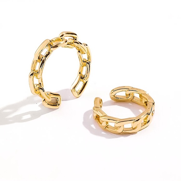 ⚜️[𝟯/$𝟭𝟴]⚜️2 Gold Cuff Chain Earrings Set NEW - Picture 3 of 8